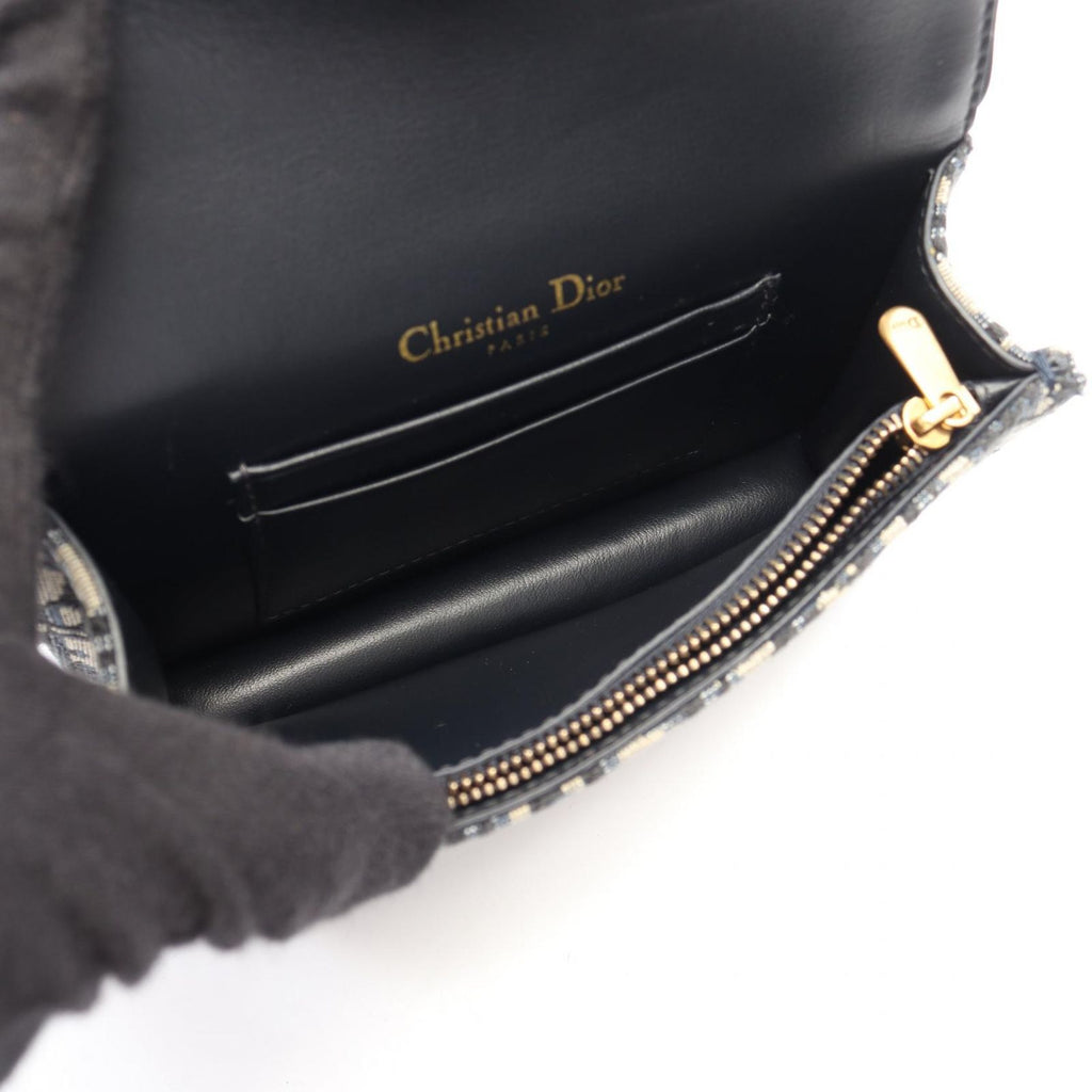 Dior Waist Bag Saddle White Jacquard Navy Canvas Leather — view 3