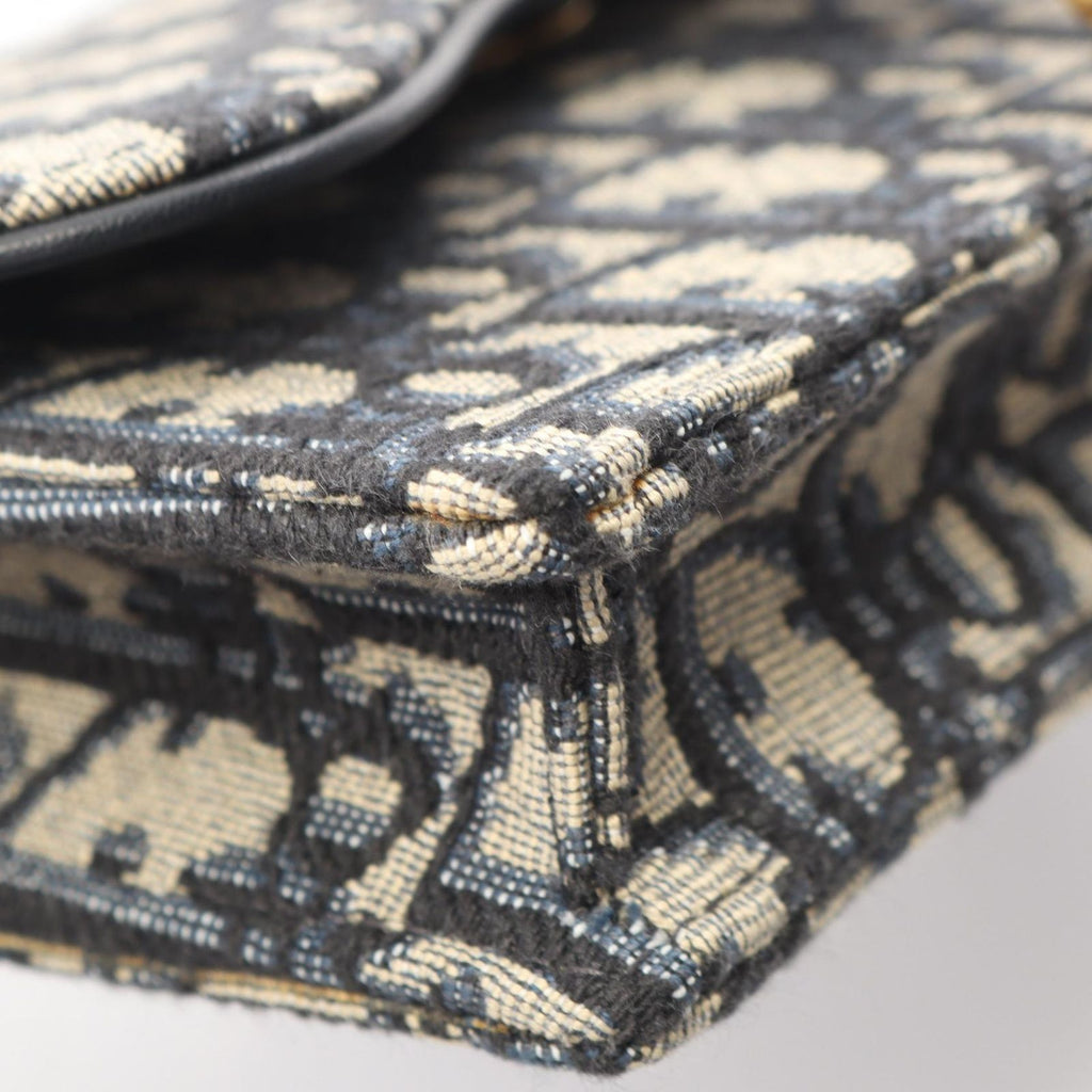Dior Waist Bag Saddle White Jacquard Navy Canvas Leather — view 8