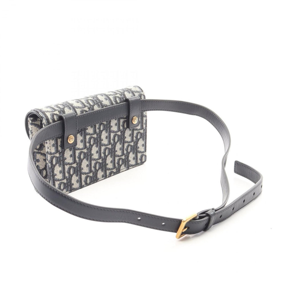 Dior Waist Bag Saddle White Jacquard Navy Canvas Leather — view 2