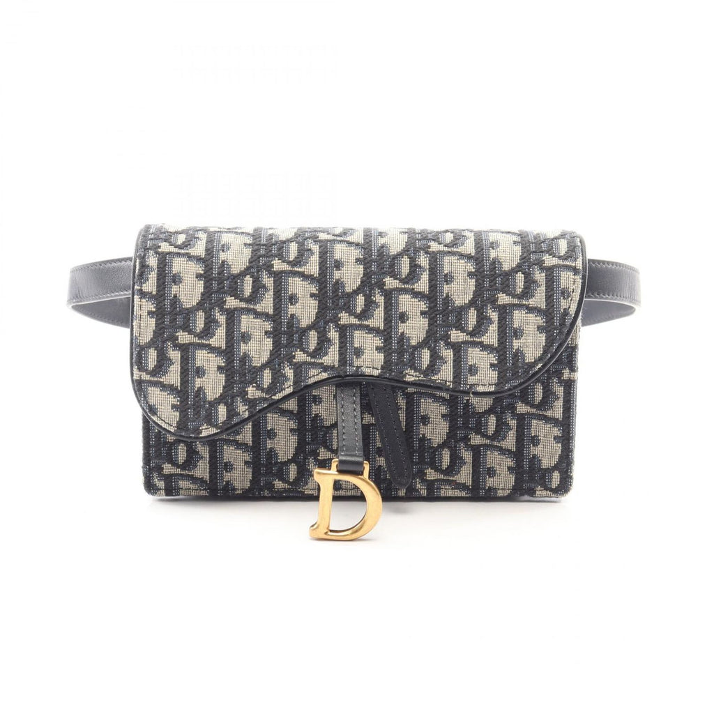 Dior Waist Bag Saddle White Jacquard Navy Canvas Leather