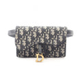 Dior Waist Bag Saddle White Jacquard Navy Canvas Leather