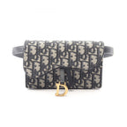 Dior Waist Bag Saddle White Jacquard Navy Canvas Leather