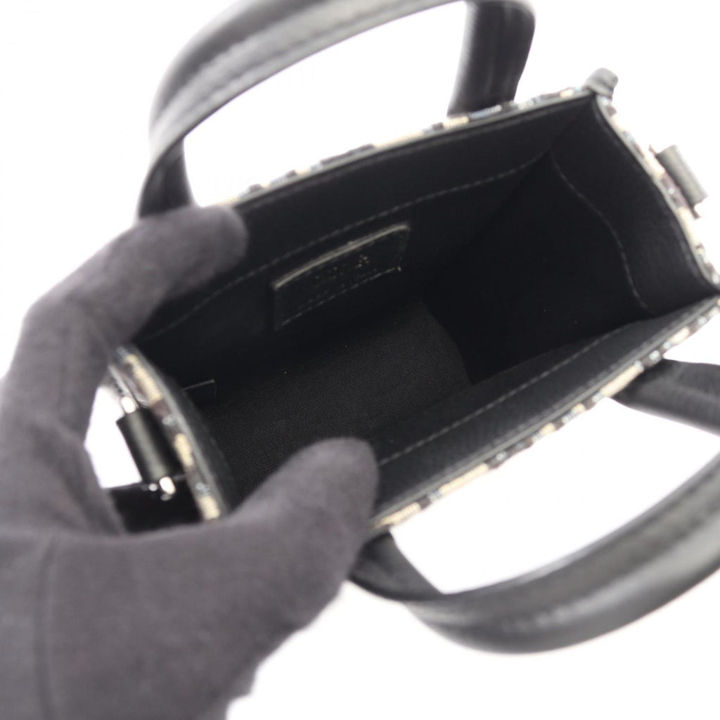 Dior Handbag Safari North South Mini Tote 2-Way Navy Canvas Leather Black — view 3