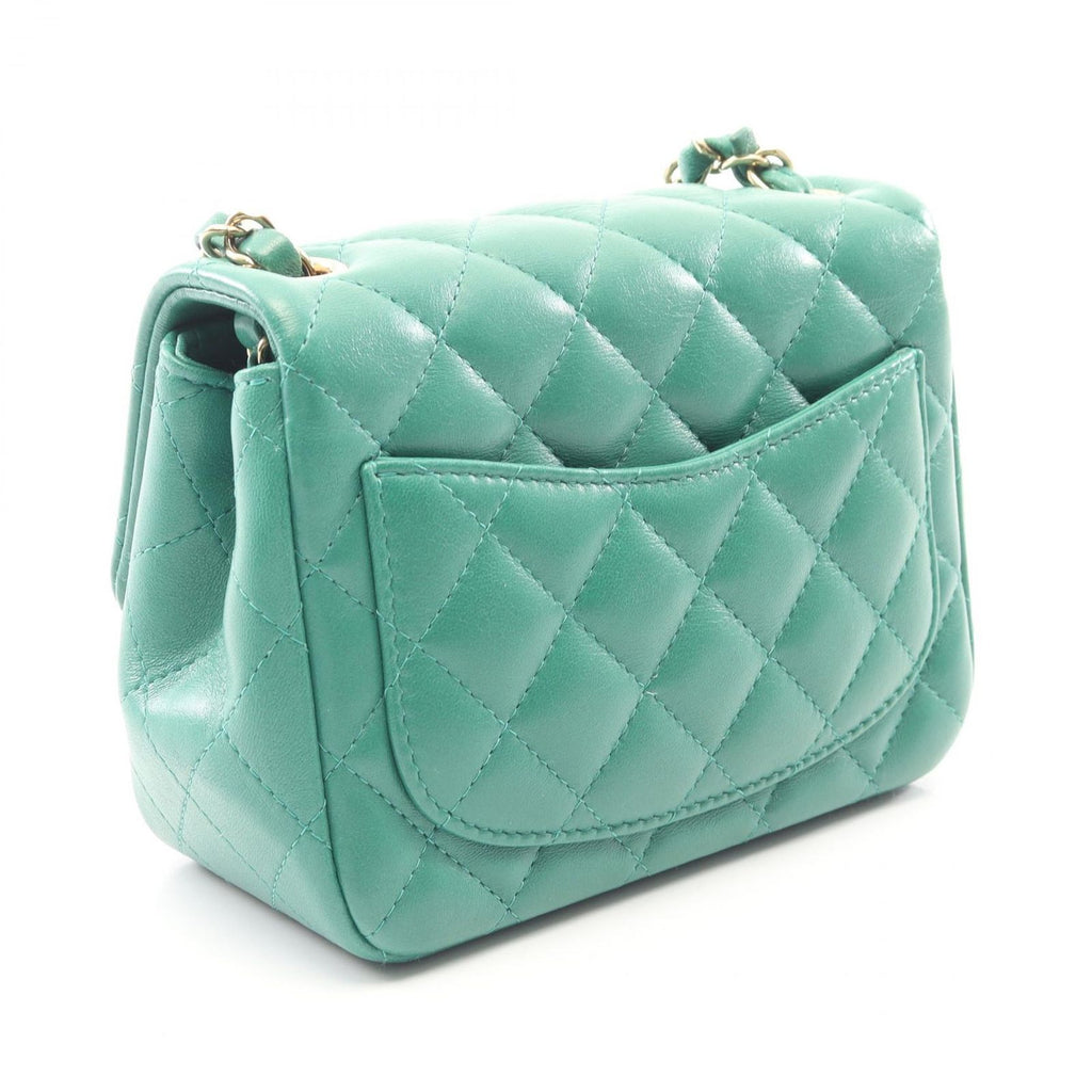 Chanel Shoulder Bag Mini Quilted Green Lambskin Chain — view 2