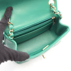 Chanel Shoulder Bag Mini Quilted Green Lambskin Chain — view 3