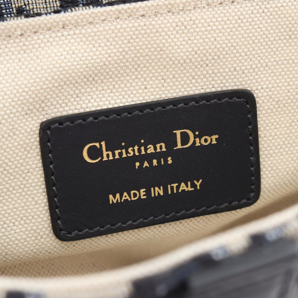 Dior Saddle Bag Mini Oblique Peacock 2-Way Navy Canvas Leather — view 4