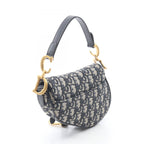 Dior Saddle Bag Mini Oblique Peacock 2-Way Navy Canvas Leather — view 2