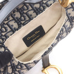 Dior Saddle Bag Mini Oblique Peacock 2-Way Navy Canvas Leather — view 3