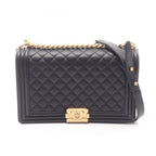 Chanel Shoulder Bag Large Quilted Black Lambskin Chain