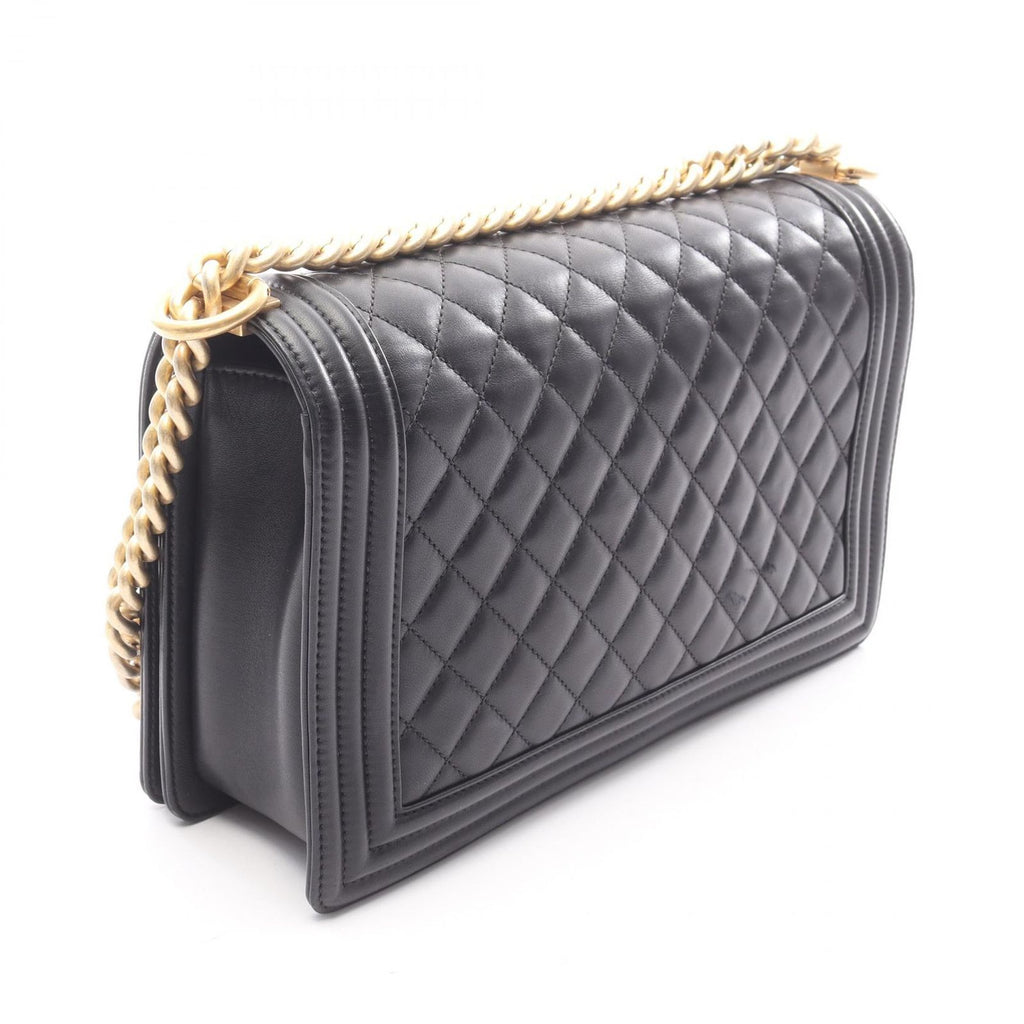 Chanel Shoulder Bag Large Quilted Black Lambskin Chain — view 2