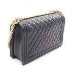 Chanel Shoulder Bag Large Quilted Black Lambskin Chain — view 2