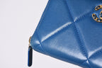 Chanel CC Logo Round Wallet Quilted Blue Leather Gold — view 8