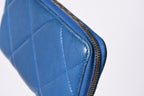 Chanel CC Logo Round Wallet Quilted Blue Leather Gold — view 5