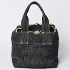 Chanel Sparkling Denim Tote Bag Fabric Indigo Gold