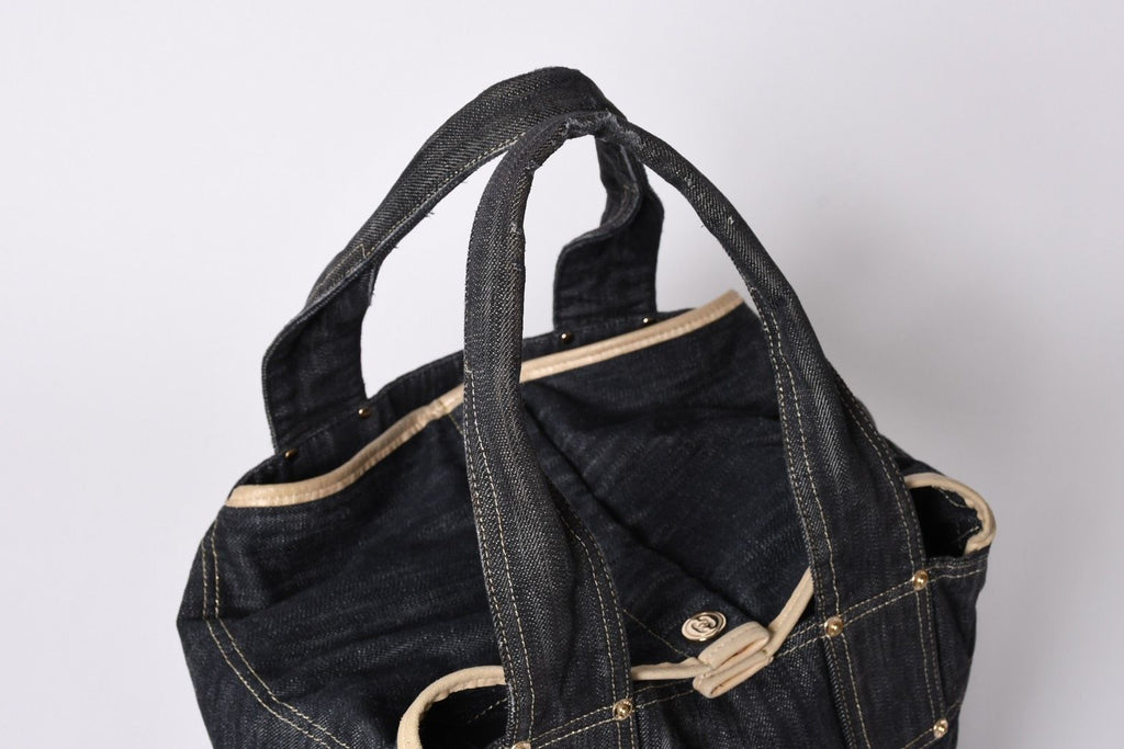 Chanel Sparkling Denim Tote Bag Fabric Indigo Gold — view 5