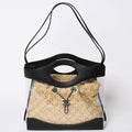Chanel 2-Way Shoulder Bag CC Logo Vinyl Linen Lambskin Black Silver