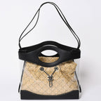 Chanel 2-Way Shoulder Bag CC Logo Vinyl Linen Lambskin Black Silver