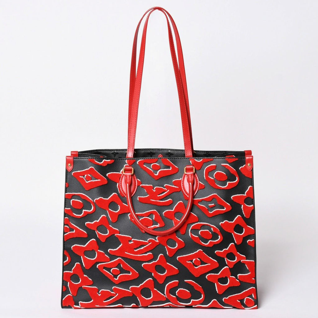 Louis Vuitton On The Go GM Monogram Tufted Black Red Tote Bag