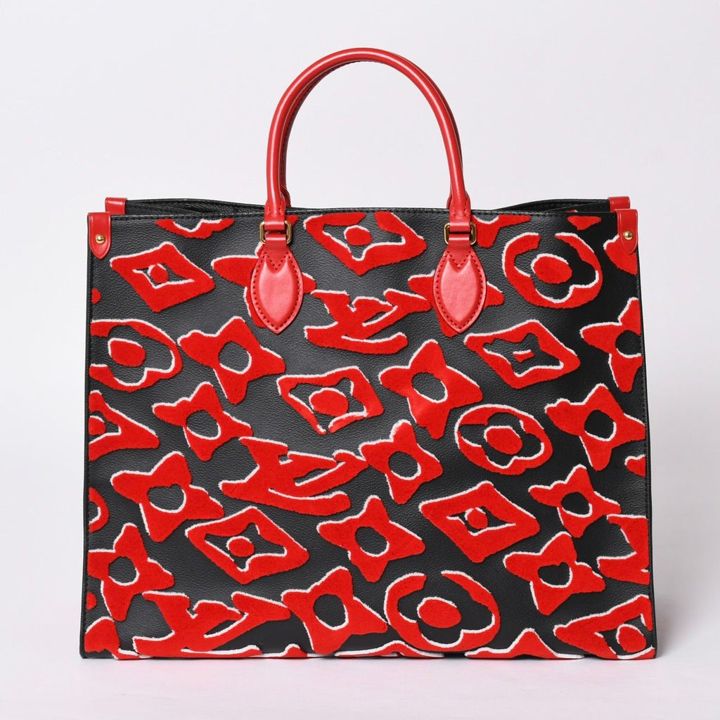 Louis Vuitton On The Go GM Monogram Tufted Black Red Tote Bag — view 3