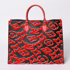 Louis Vuitton On The Go GM Monogram Tufted Black Red Tote Bag — view 3