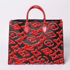 Louis Vuitton On The Go GM Monogram Tufted Black Red Tote Bag — view 2