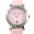 Tiffany & Co Watch Atlas Heart Date Roman Index Pink Dial SS Ceramic Satin