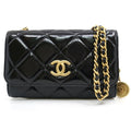 Chanel Tune Clutch Patent Leather Black Gold