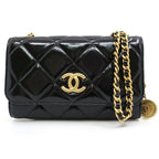 Chanel Tune Clutch Patent Leather Black Gold