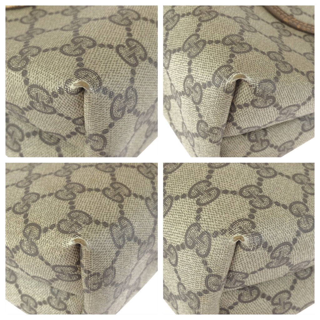 Gucci Vintage Sherry Line Beige Gray GG Supreme Canvas Tote Shoulder Bag — view 3