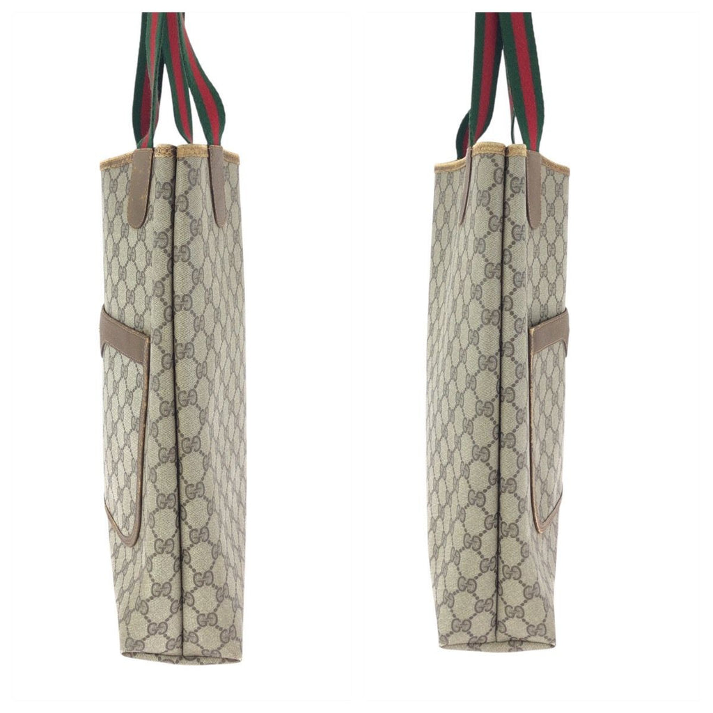 Gucci Vintage Sherry Line Beige Gray GG Supreme Canvas Tote Shoulder Bag — view 8