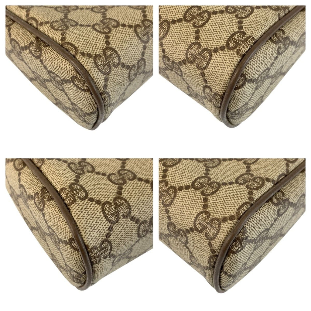 Gucci Sherry Line Beige Brown GG Supreme Canvas Leather Clutch Pouch — view 4
