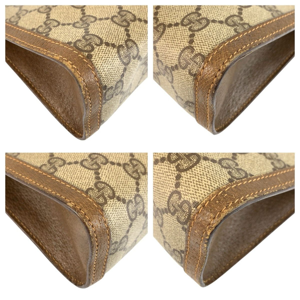 Gucci Vintage Sherry Line Beige GG Supreme Canvas Clutch — view 4