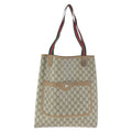 Gucci Vintage Sherry Line Beige Gray GG Supreme Canvas Tote Shoulder Bag