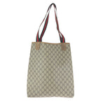 Gucci Vintage Sherry Line Beige Gray GG Supreme Canvas Tote Shoulder Bag — view 2
