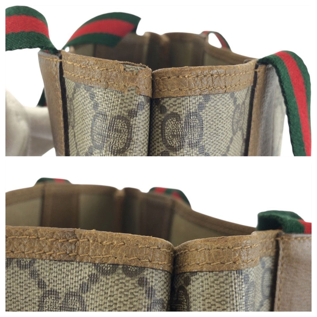 Gucci Vintage Sherry Line Beige Gray GG Supreme Canvas Tote Shoulder Bag — view 5