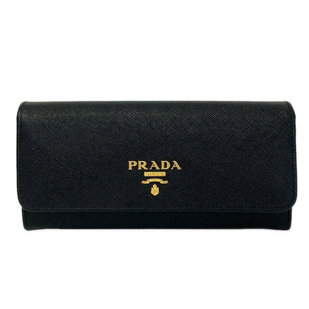Prada Wallet Black Hibiscus Inside Multicolor Leather
