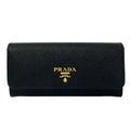 Prada Wallet Black Hibiscus Inside Multicolor Leather
