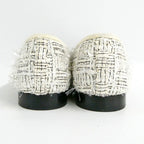 Chanel Ballerina Flat Shoes 35c Tweed Black White CC Logo — view 4