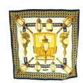 Hermes Carre 90 Feux de Route Carriage Lantern Scarf Silk Multicolor Blue