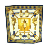 Hermes Carre 90 Feux de Route Carriage Lantern Scarf Silk Multicolor Blue