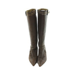 Prada Long Boots Pointed Toe Heels Leather Gold 36.5 Brown — view 2