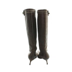 Prada Long Boots Pointed Toe Heels Leather Gold 36.5 Brown — view 3