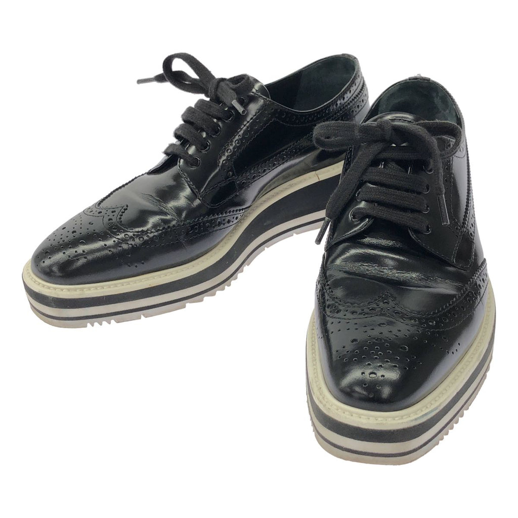 Prada Platform Wingtip Shoes Black