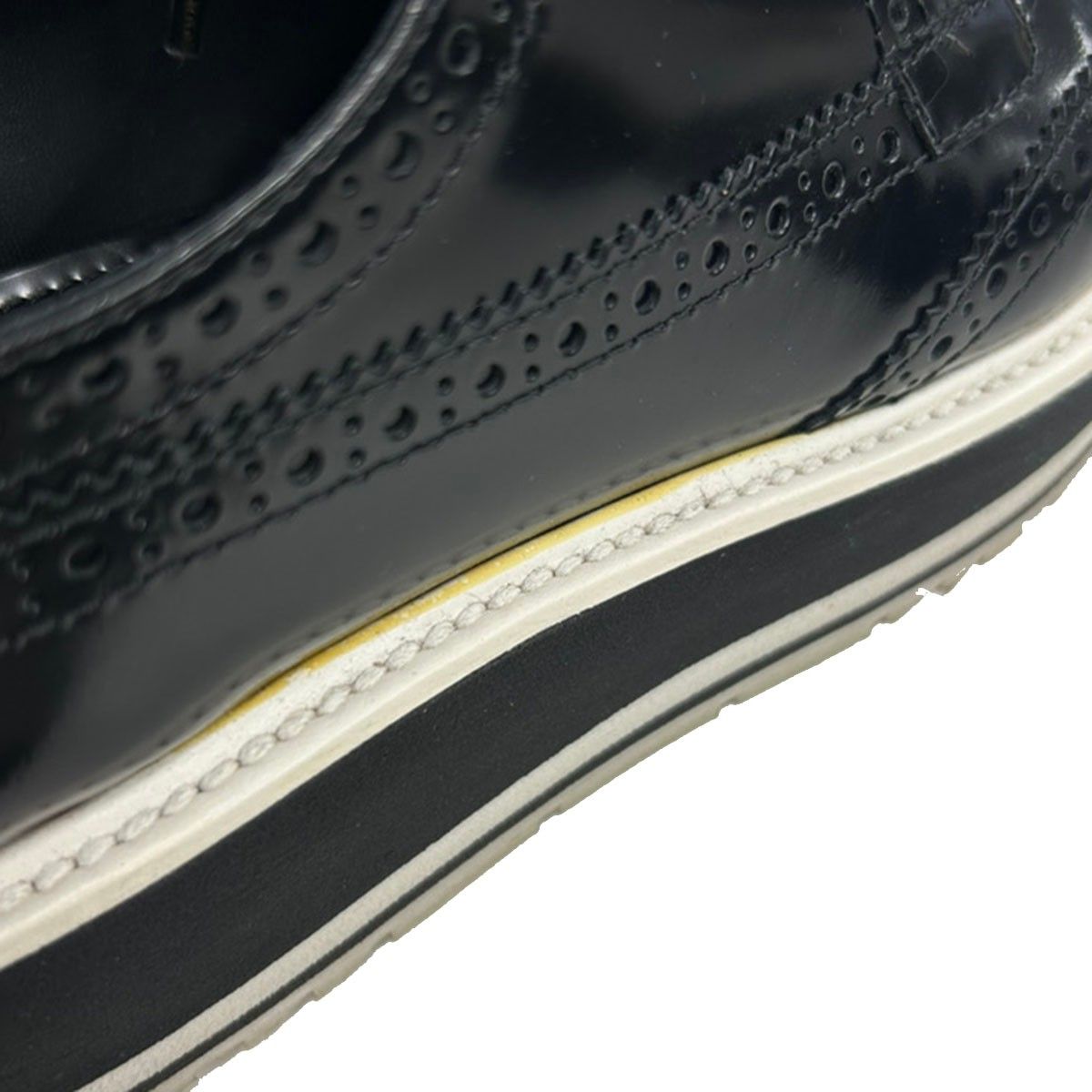 Prada Platform Wingtip Shoes Black — view 8