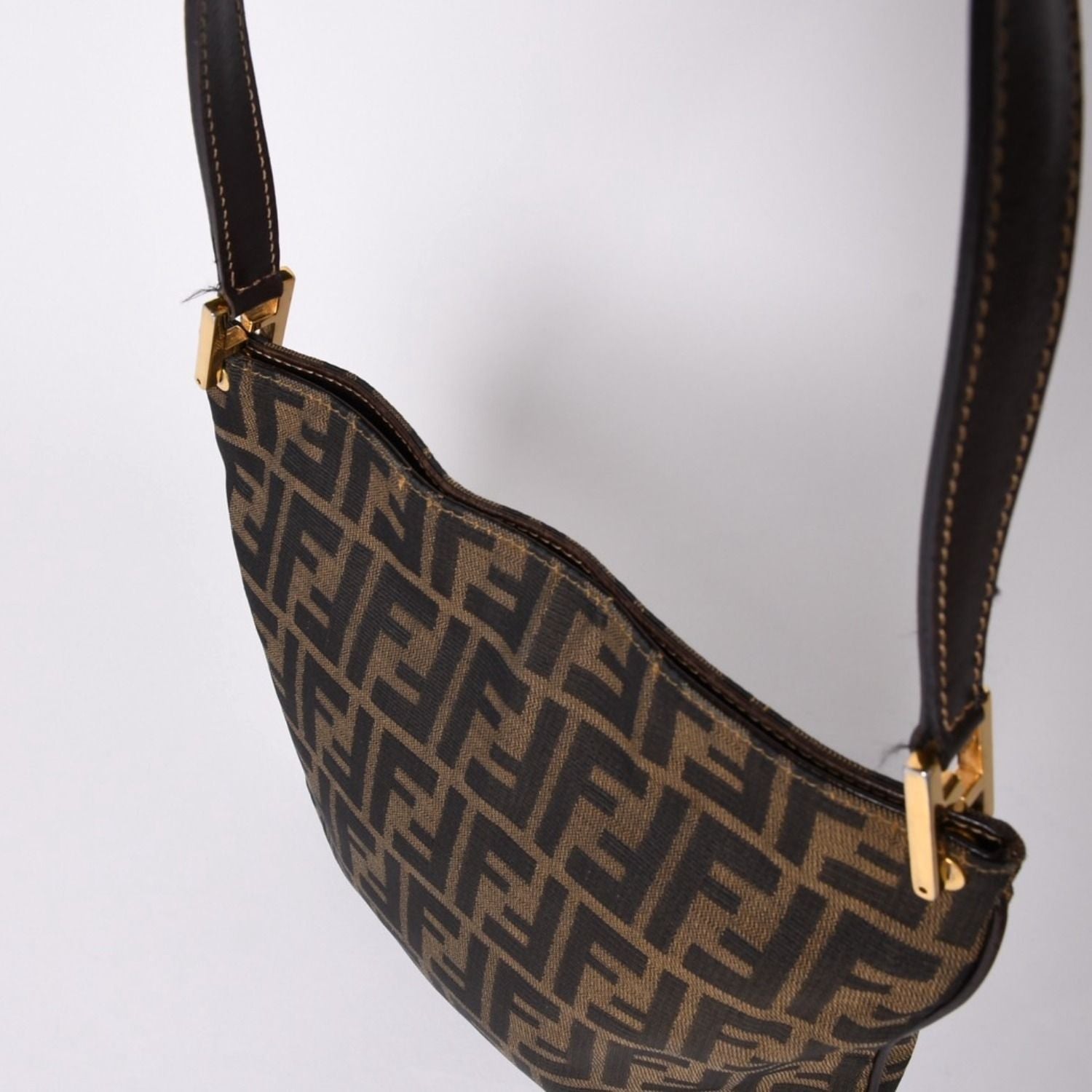 Fendi Zucca Pattern Shoulder Bag Brown Gold — view 7