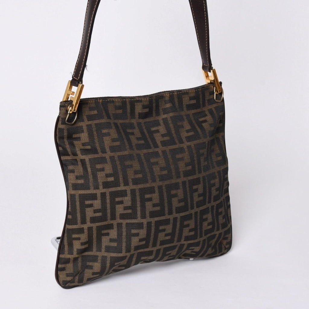 Fendi Zucca Pattern Shoulder Bag Brown Gold — view 3