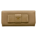 Prada Wallet Pink Beige Ribbon Leather