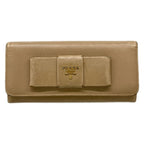 Prada Wallet Pink Beige Ribbon Leather