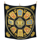 Hermes Poste Et Cavalerie Carre 90 Black Multicolor Silk Scarf — view 2