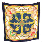 Hermes Grande Tenue Carre 90 Navy Yellow Multicolor Silk Scarf — view 2